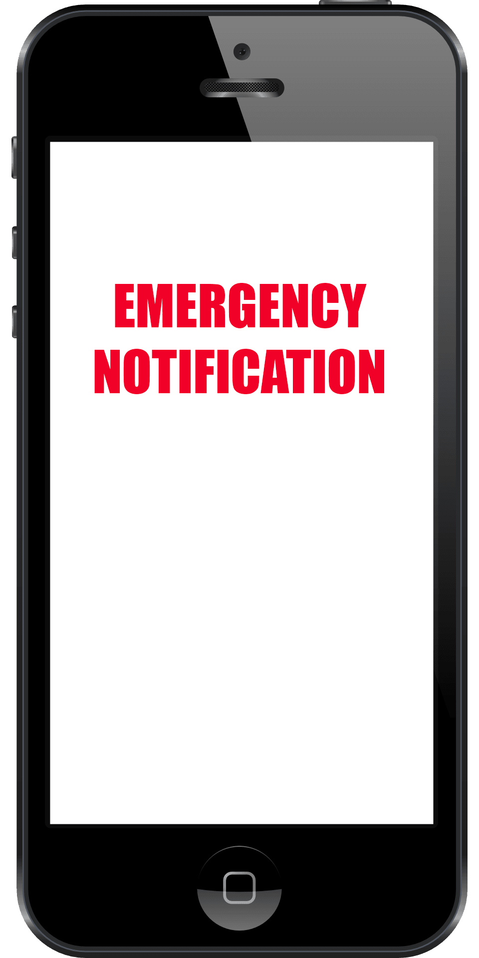 Photo of a smartphone with the words "Emergency Notification"