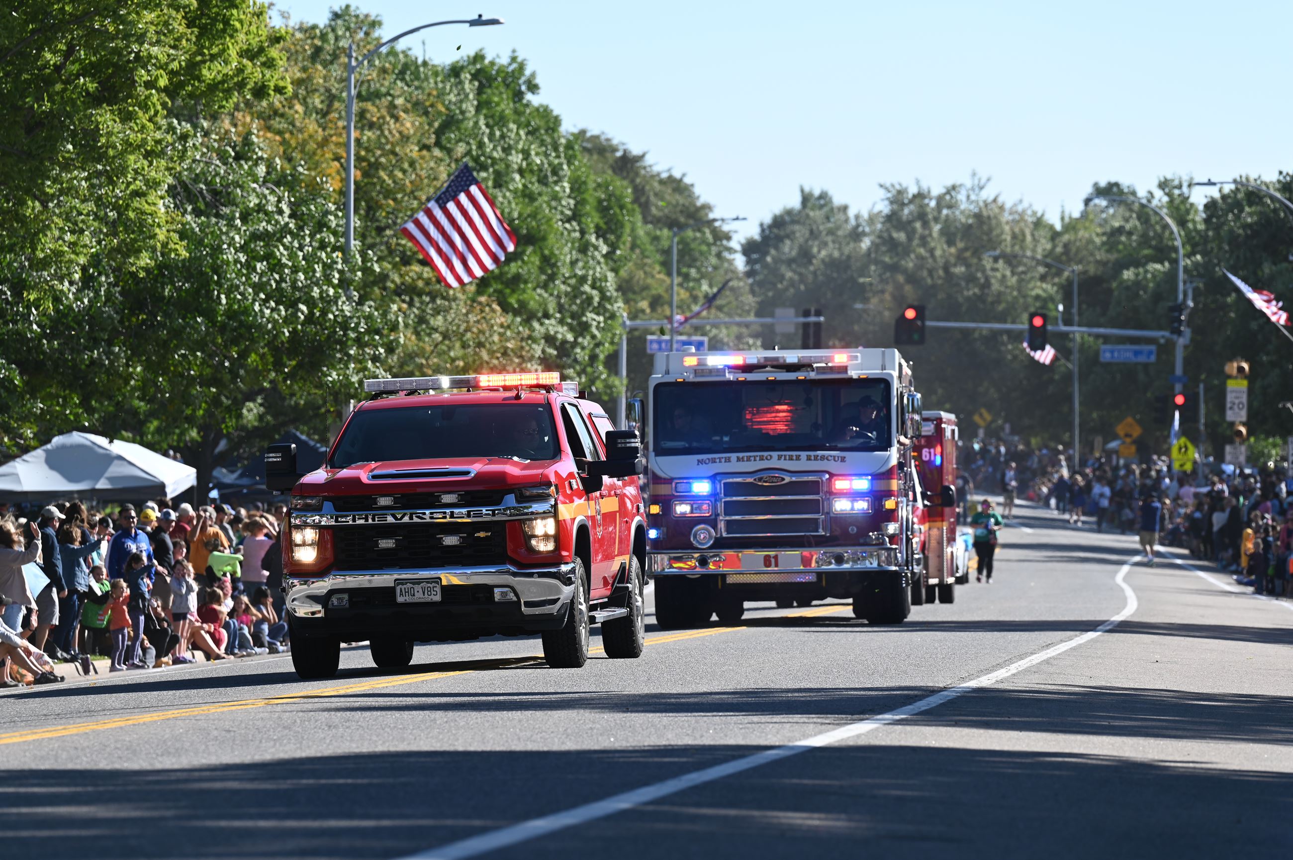 The battalion chief truck and fire engine during the Broomfield Days parade